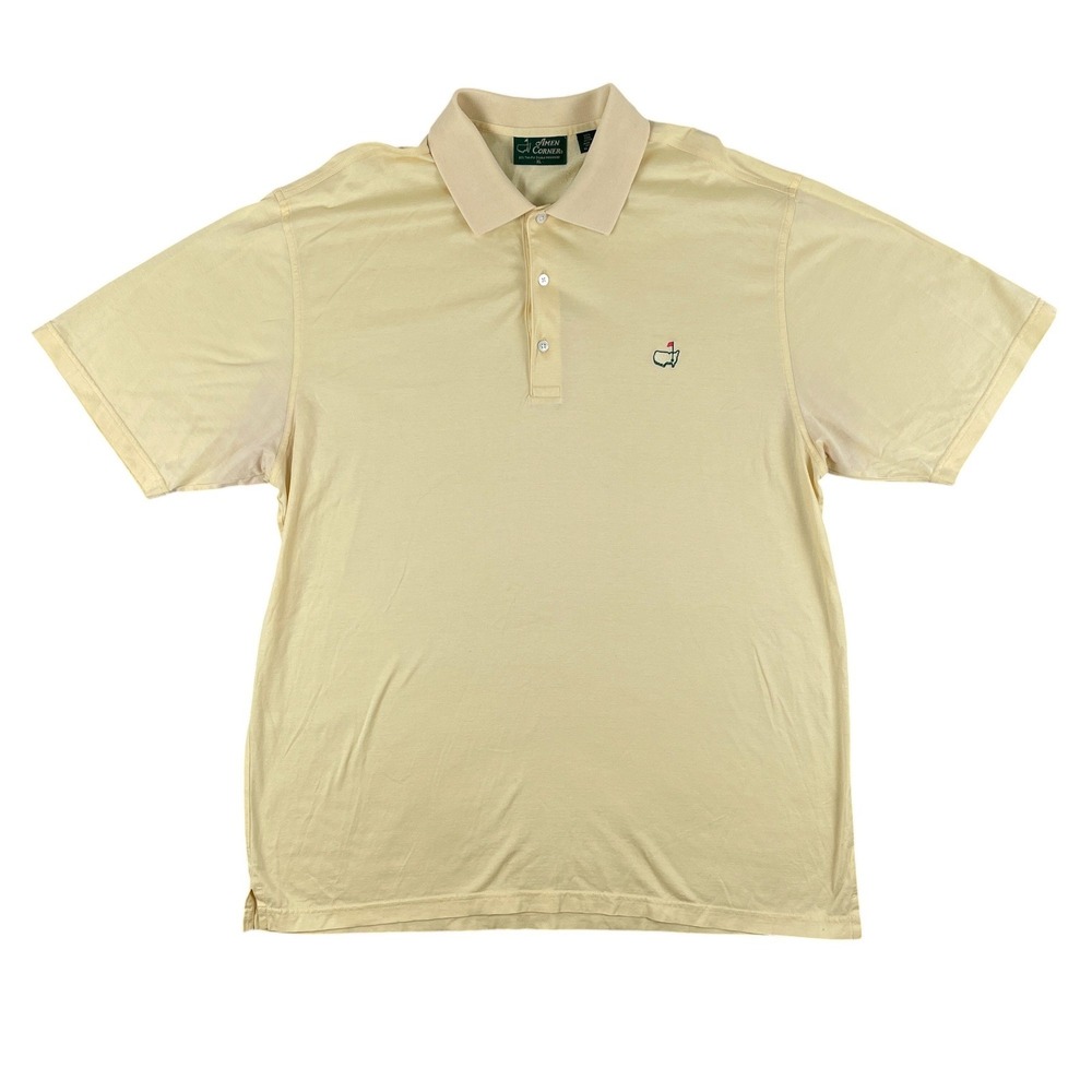 Amen Corner Masters Polo Shirt Mens XL Yellow Short Sleeve Golf Embroidered Logo